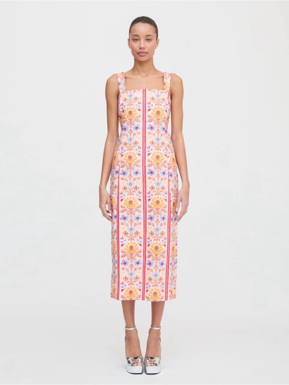 Hill House Home The Iris Dress Floral Block Stripe Pink Multi NWT Size M Summer
